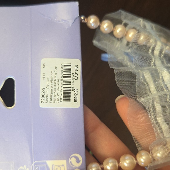 Faux Pearl Necklace and Earring Set with Pink Accents - Picture 5 of 5